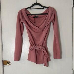 Misguided blush Wrap Blouse